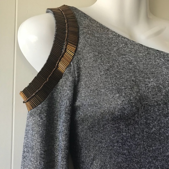 Gorgeous One Shoulder Silver Gold Mini Dress (S) - Picture 4 of 8